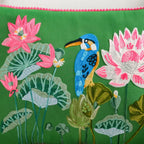 Kingfisher Pond Embroidered Cotton Cushion Cover 50x35cm Nestasia