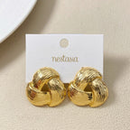Knot Of Strength Stud Earrings Gold Nestasia