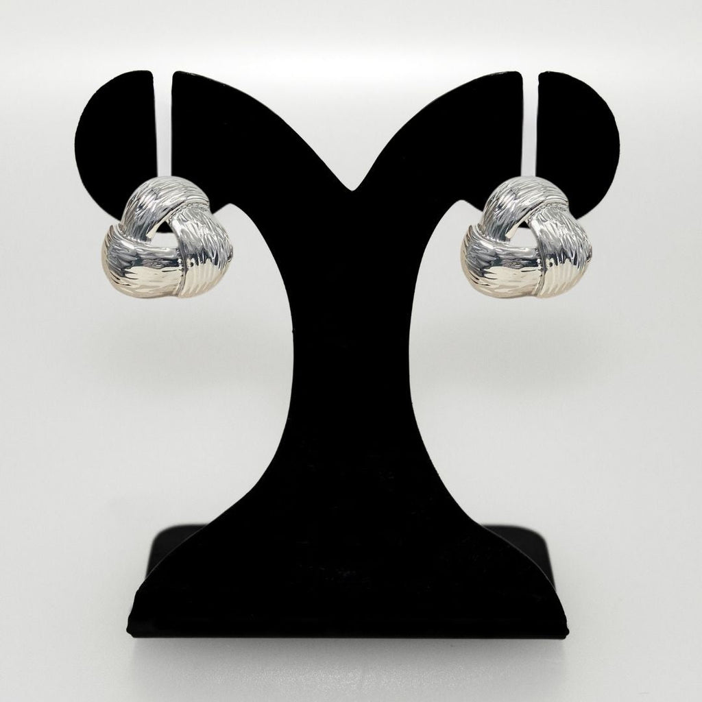 Knot Of Strength Stud Earrings Silver Nestasia