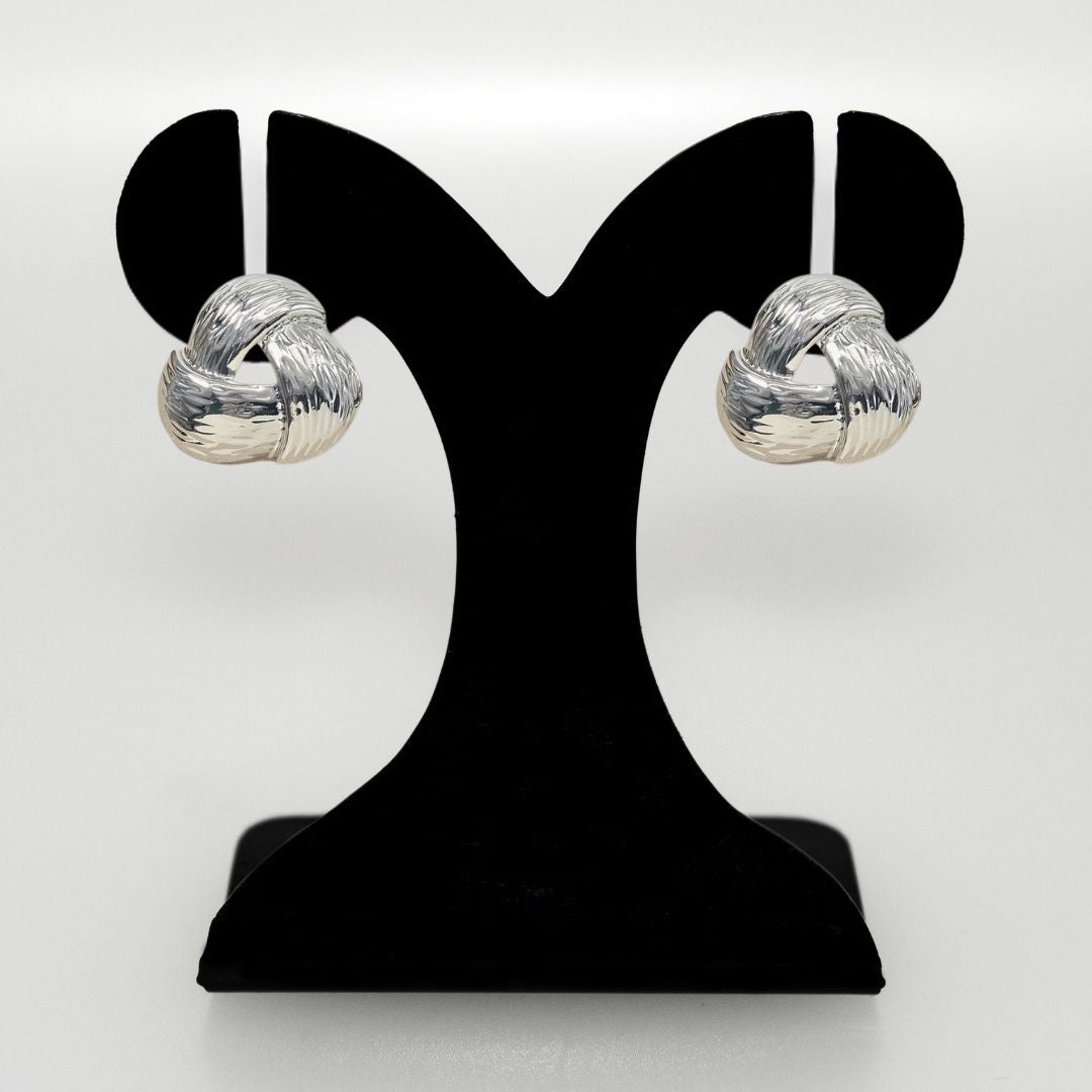Knot Of Strength Stud Earrings Silver Nestasia