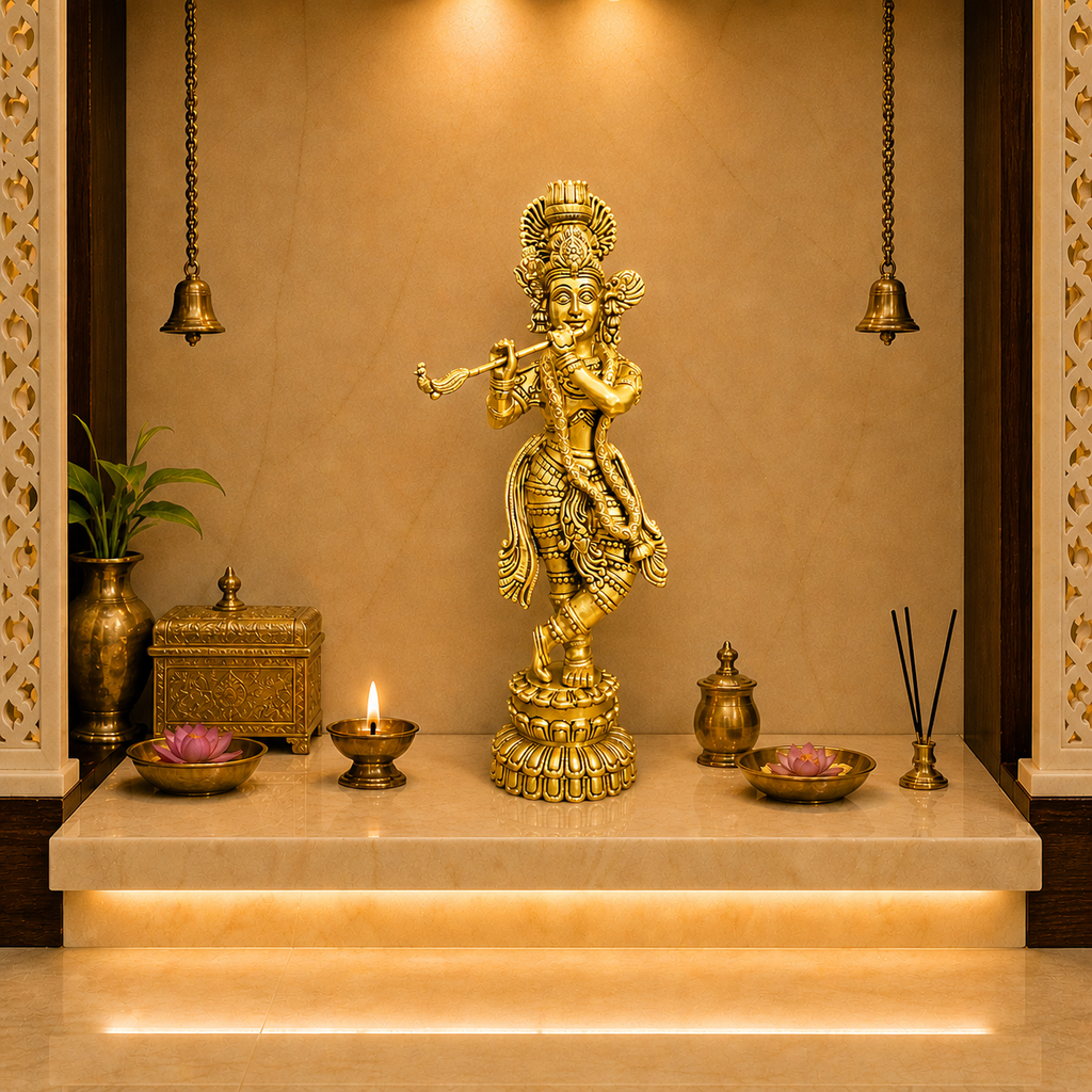 Brass Standing Krishna Idol (20 Inch) Vedansh Craft