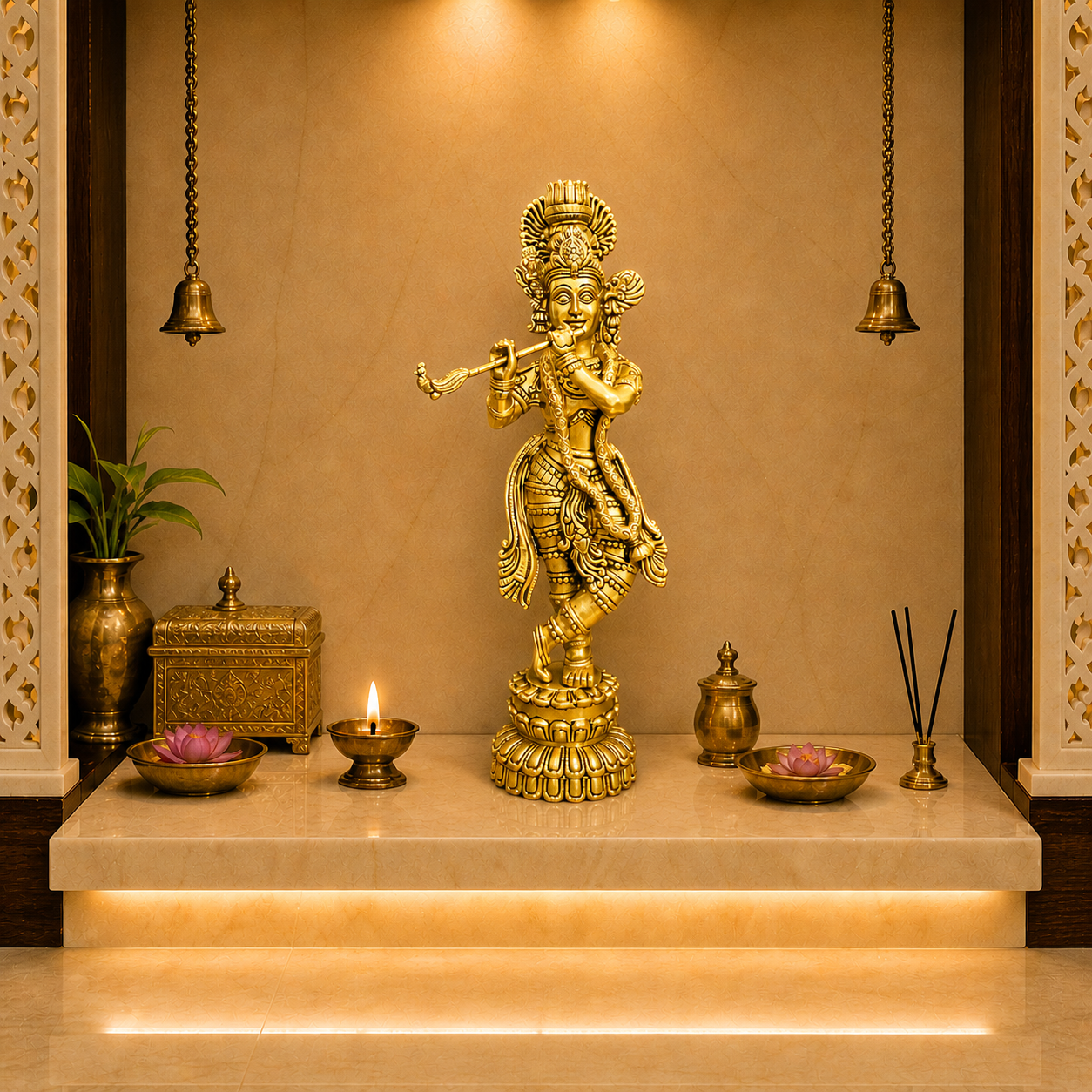 Brass Standing Krishna Idol (20 Inch) Vedansh Craft