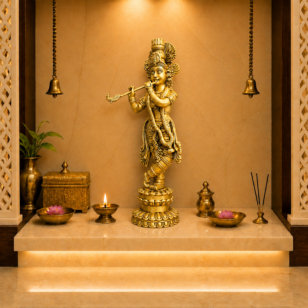 Brass Standing Krishna Idol (20 Inch) Vedansh Craft
