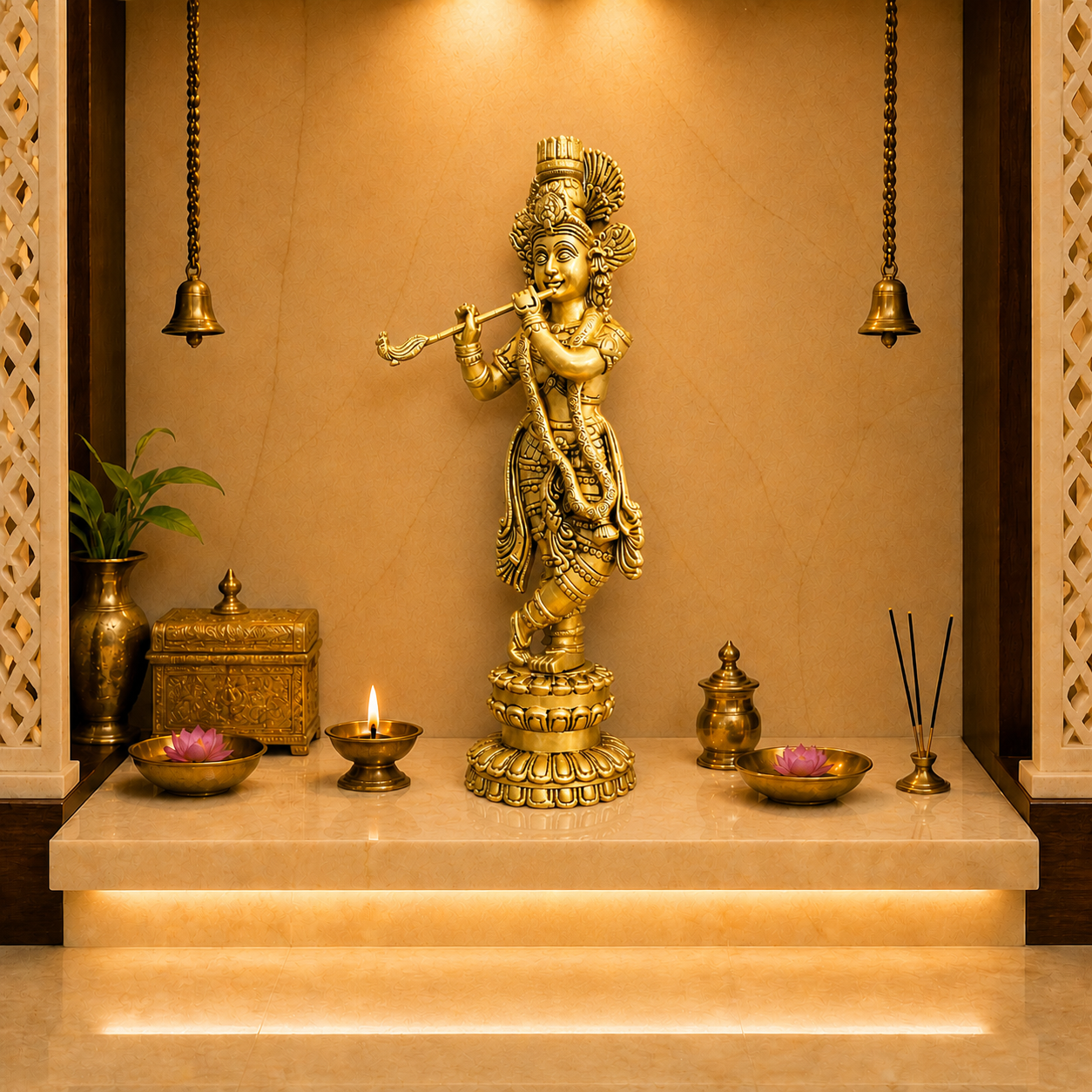 Brass Standing Krishna Idol (20 Inch) Vedansh Craft