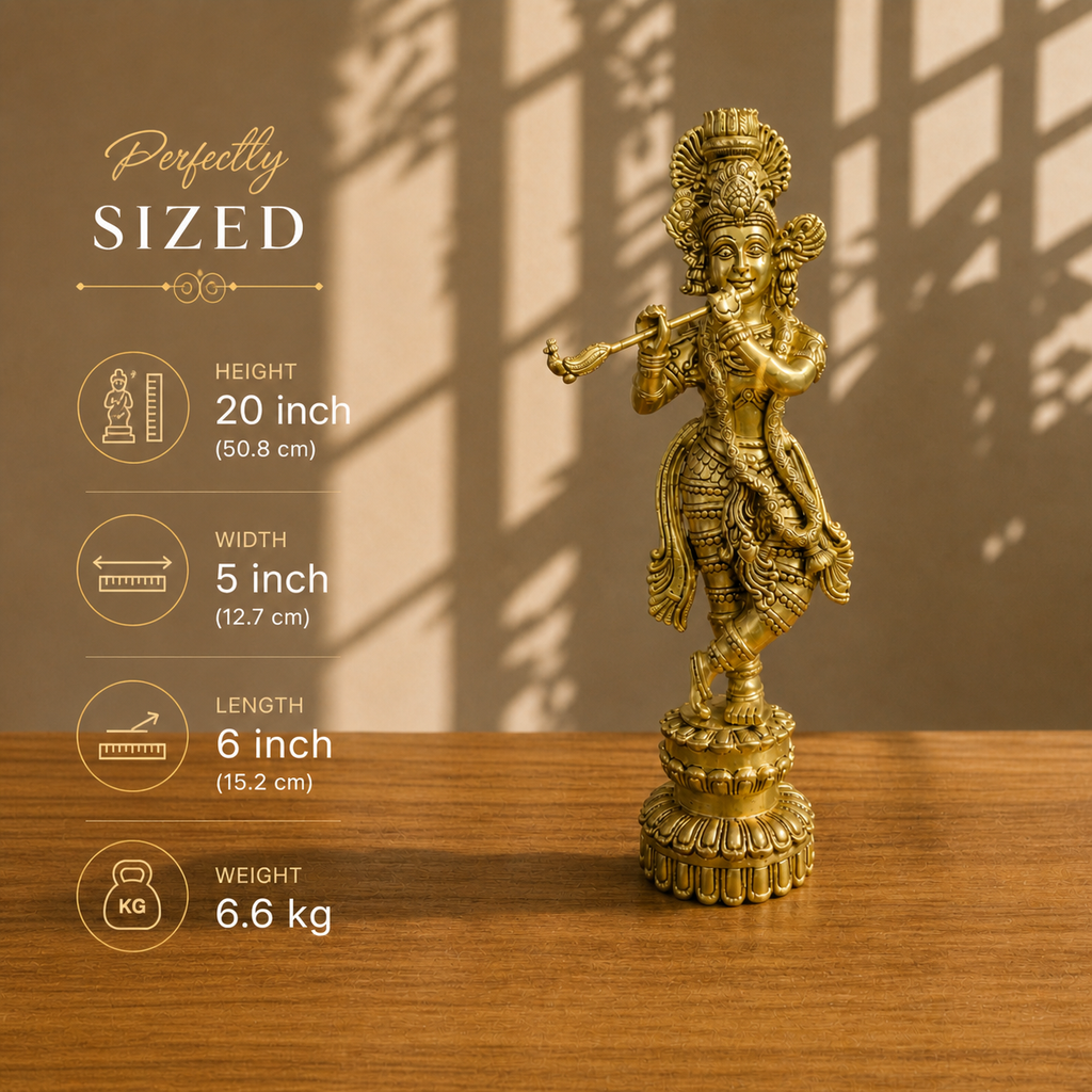 Brass Standing Krishna Idol (20 Inch) Vedansh Craft
