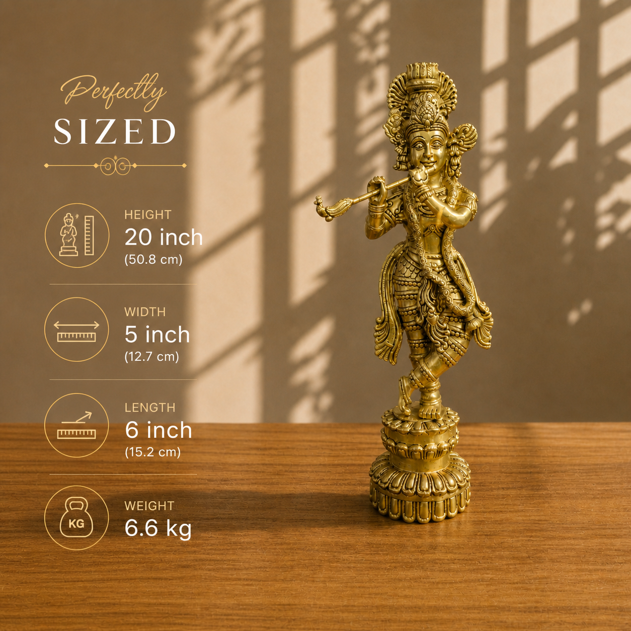 Brass Standing Krishna Idol (20 Inch) Vedansh Craft