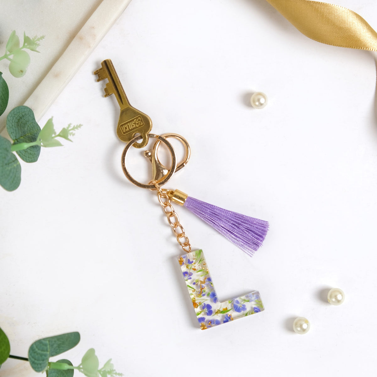 Lavender L Keychain With Dual Hooks Nestasia