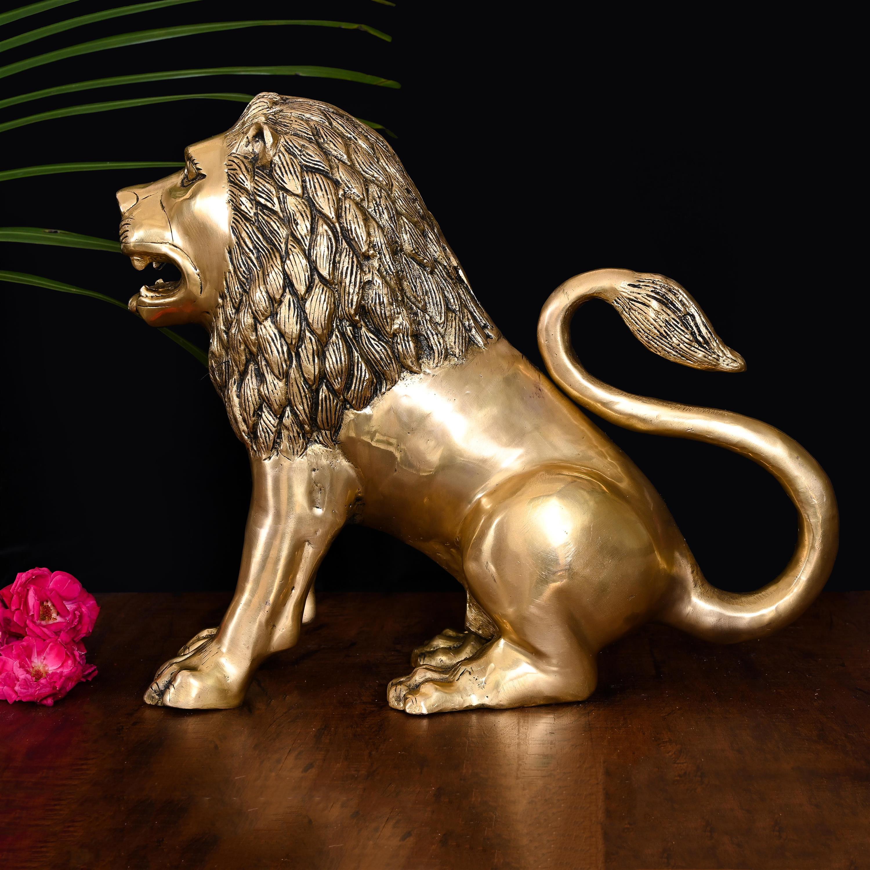 Brass Lion Statue (13 Inch) Vedansh Craft