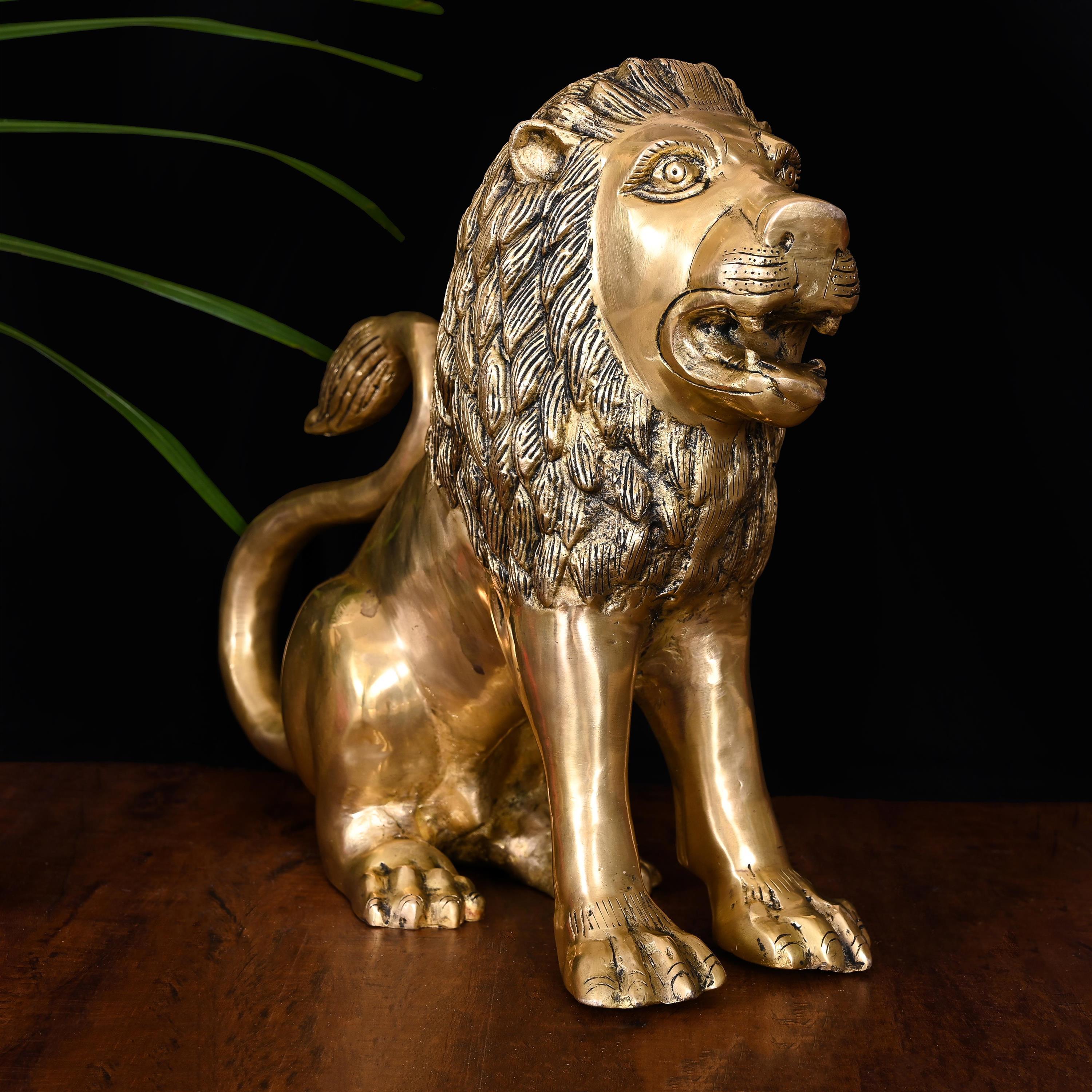 Brass Lion Statue (13 Inch) Vedansh Craft