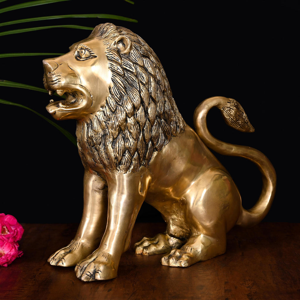 Brass Lion Statue (13 Inch) Vedansh Craft