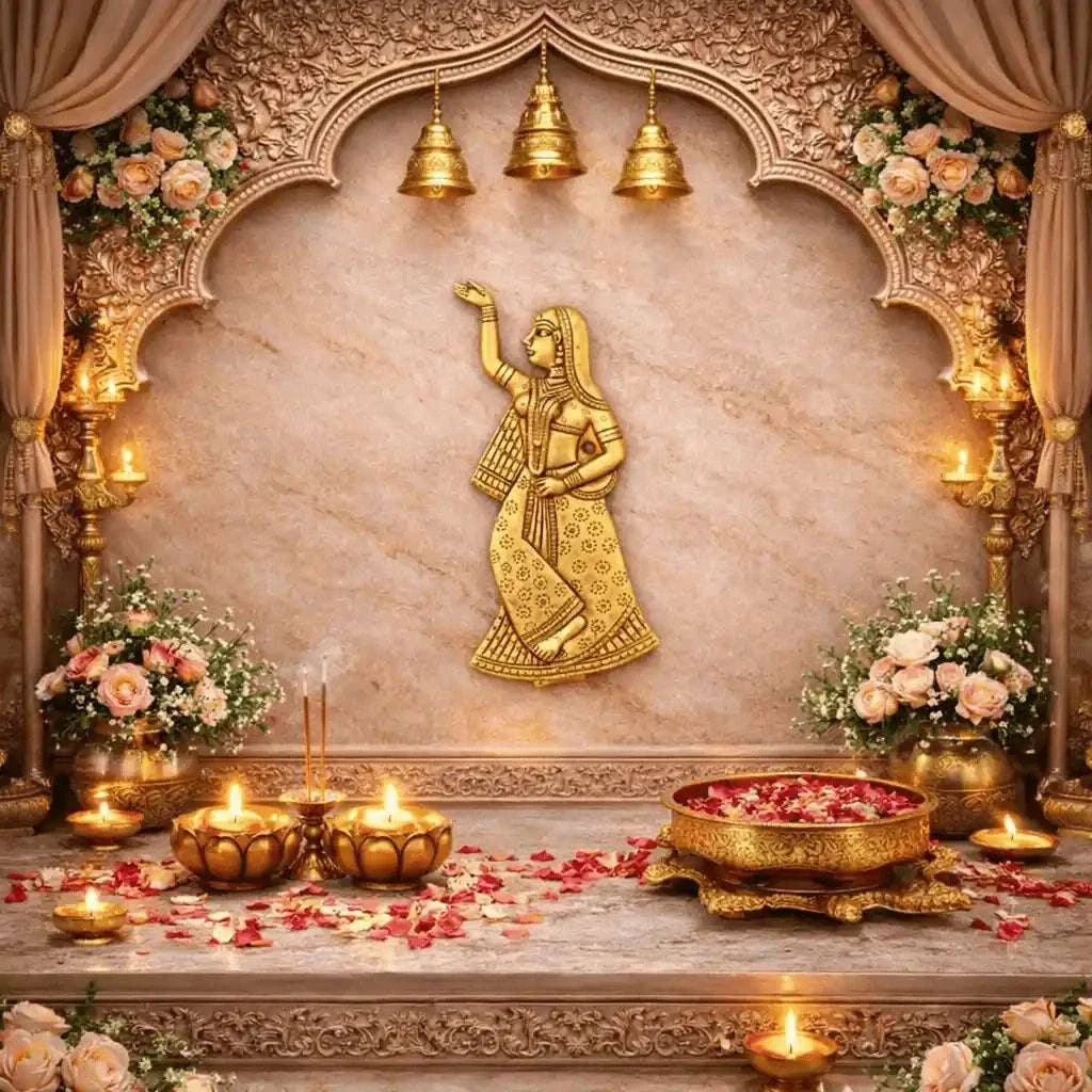 Brass Ladies Wall Hanging Pair (8 Inch) Vedansh Craft