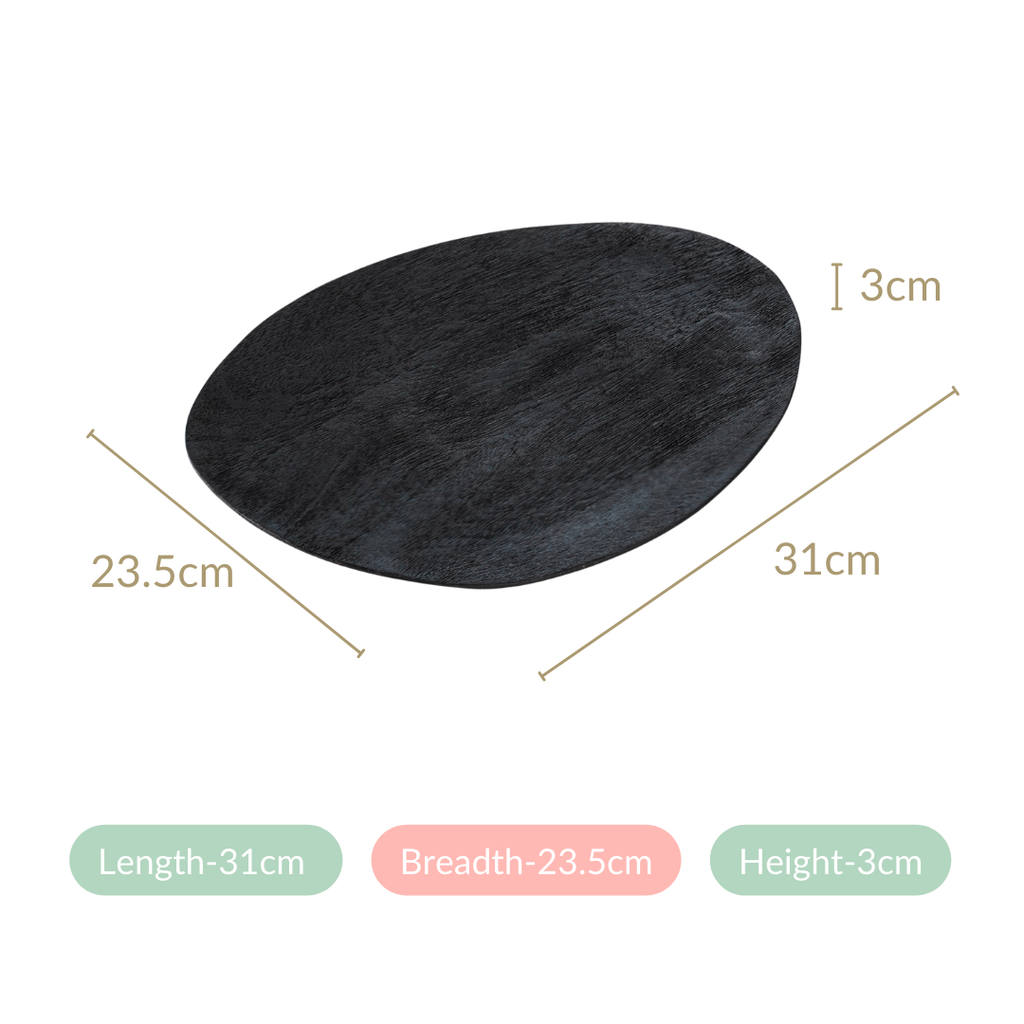 Large Natural Mango Wood Platter Black Nestasia