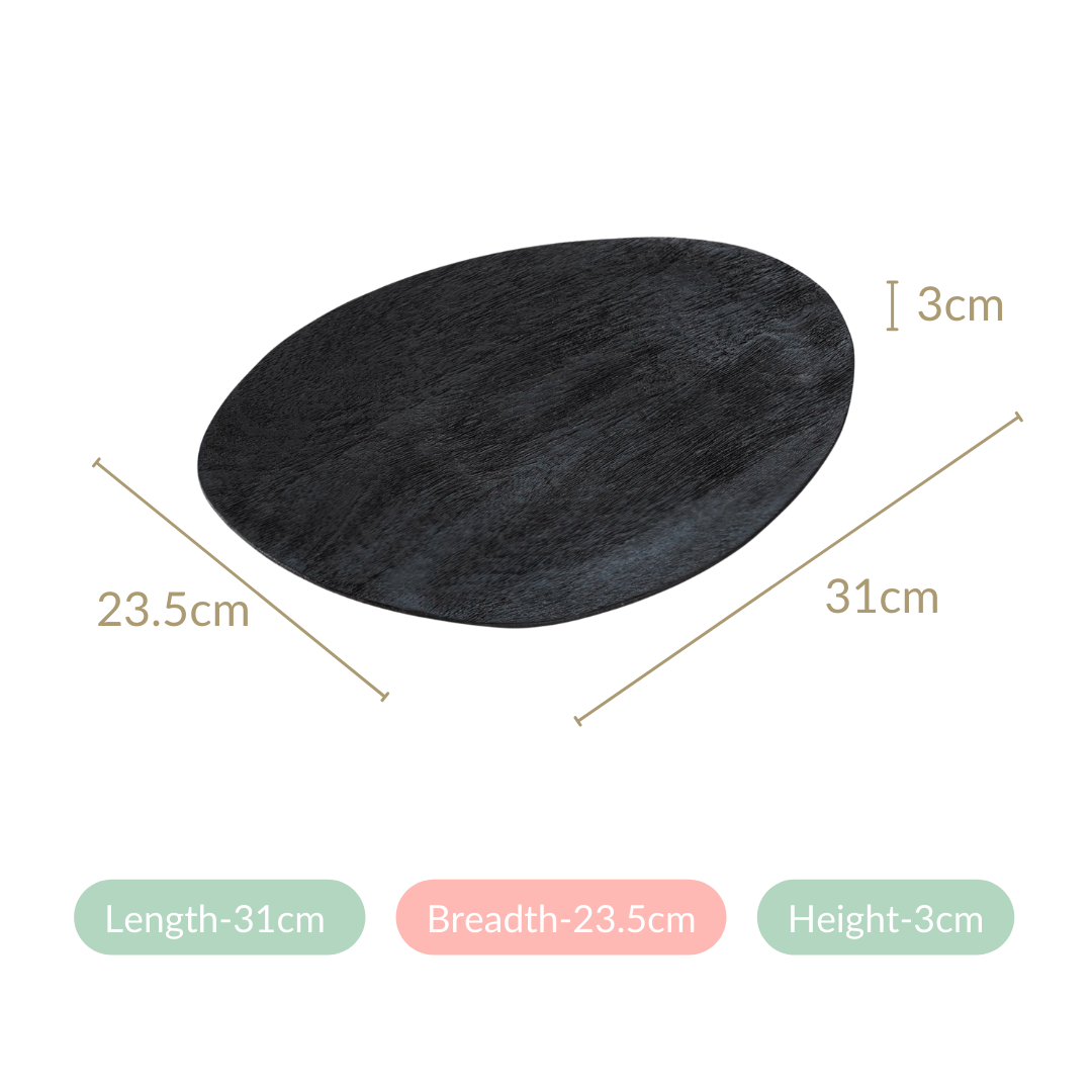 Large Natural Mango Wood Platter Black Nestasia