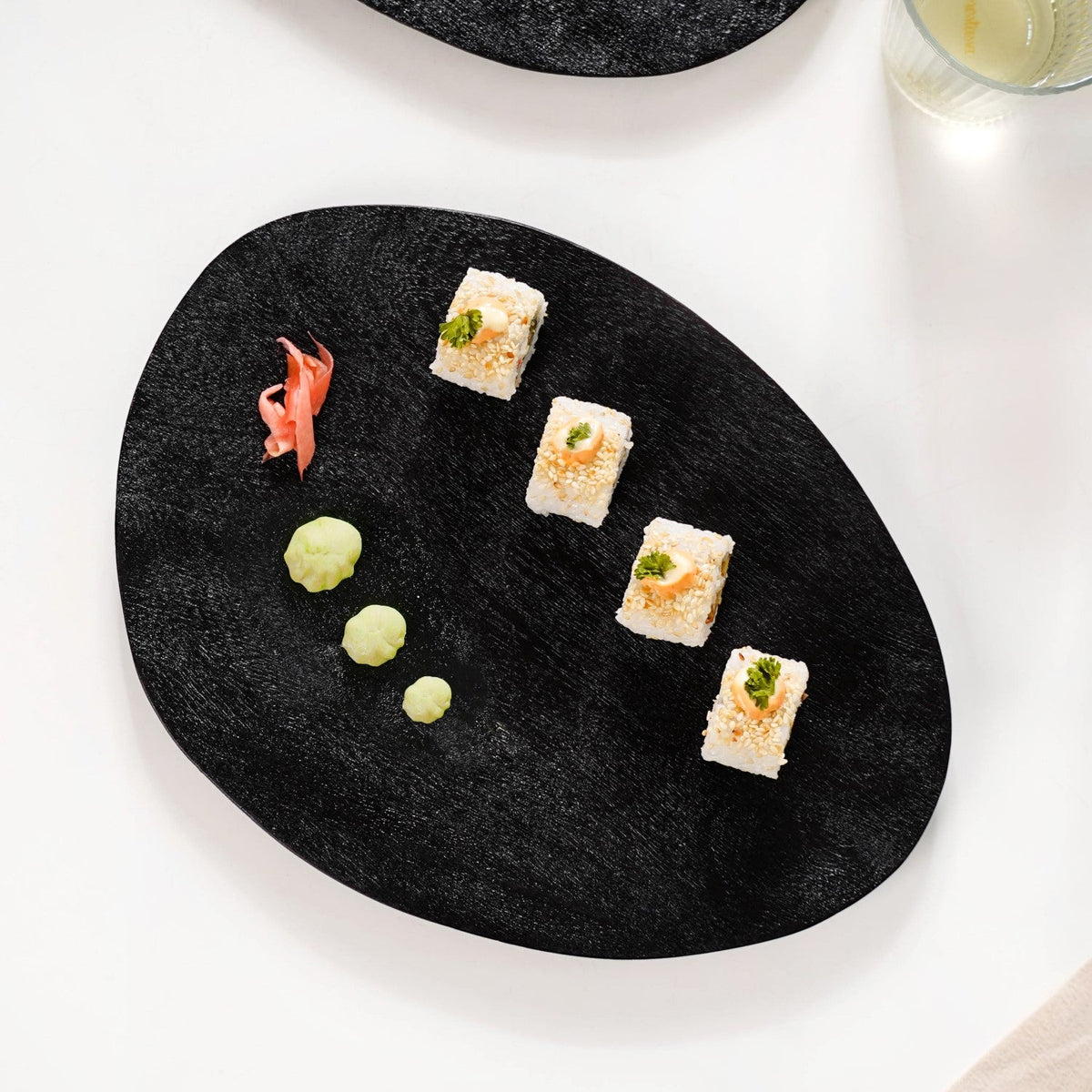 Large Natural Mango Wood Platter Black Nestasia