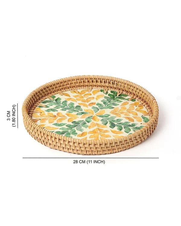 Rattan Decorative Round Tray for Gifting and Kitchen Use