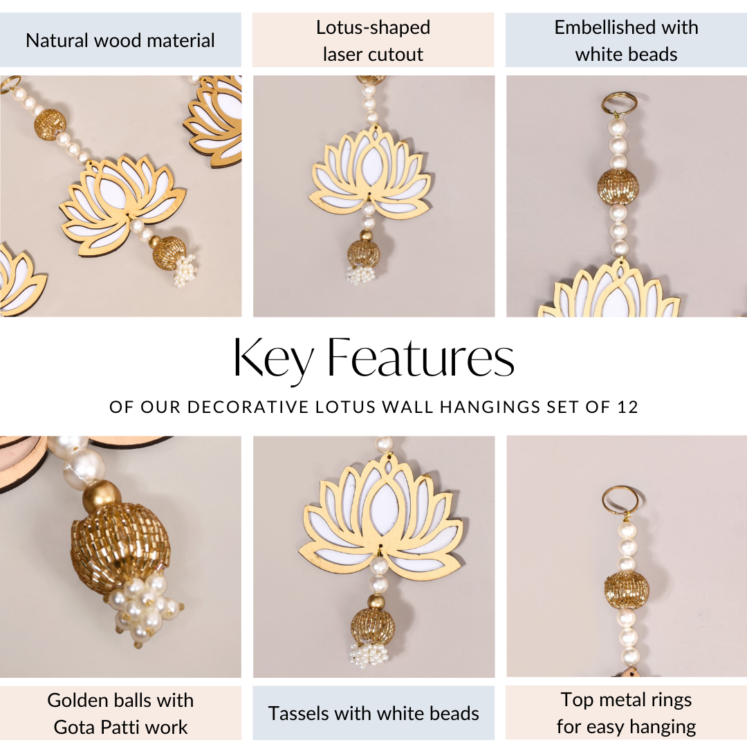 Decorative Lotus Wall Hangings Set Of 12 Nestasia