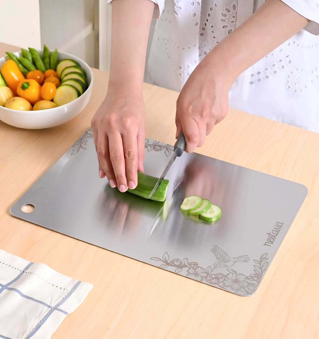 Laser Etched Stainless Steel Chopping Board 35x25cm Nestasia
