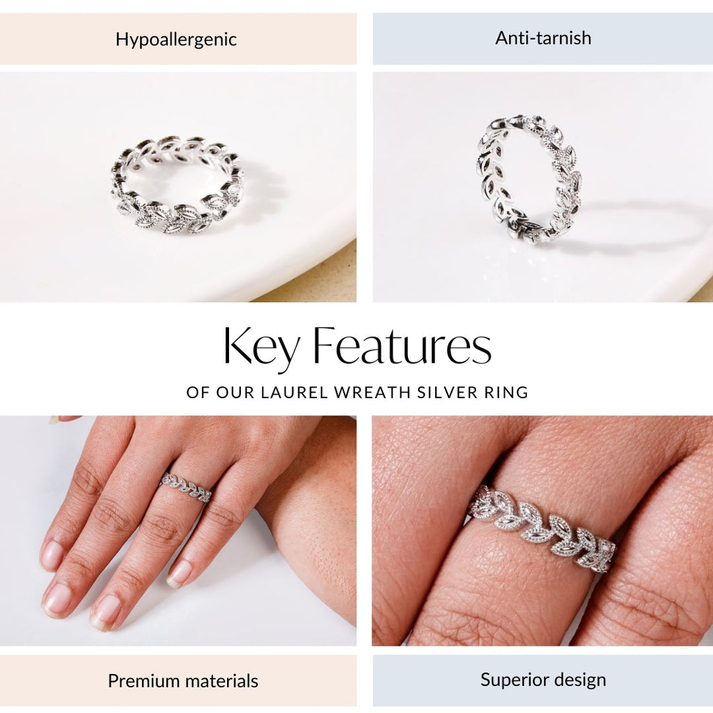 Laurel Wreath Silver Ring Nestasia