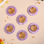 Lavender Tealight Holders With Mirror Decoration Set Of 6 Nestasia