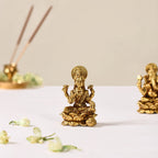 Laxmi And Ganpati Pure Brass Idol Set Of 2 4cm Nestasia