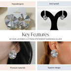 Layered Lily Pads Statement Earrings Silver Nestasia