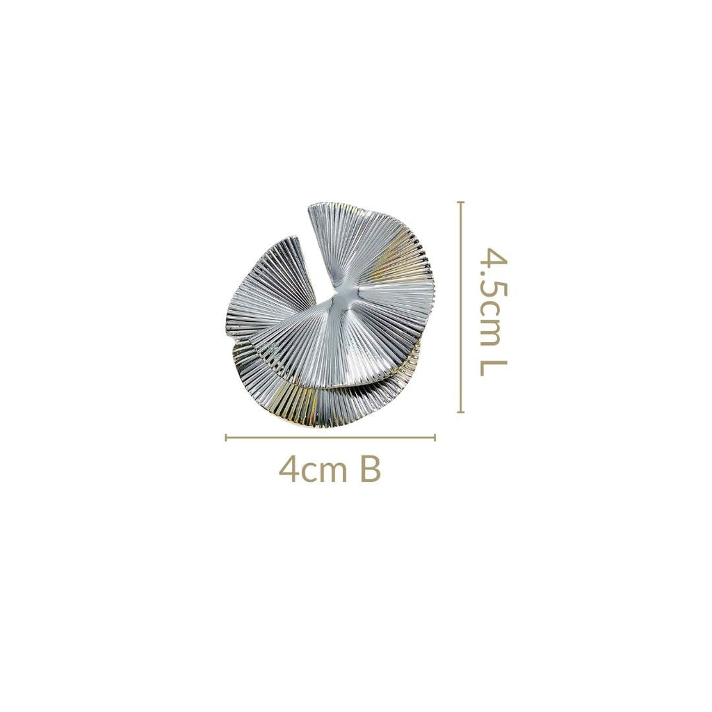Layered Lily Pads Statement Earrings Silver Nestasia