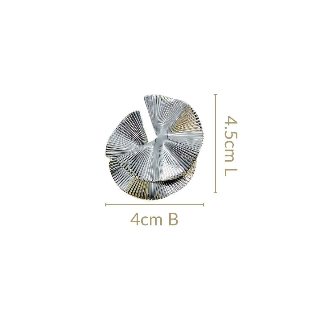 Layered Lily Pads Statement Earrings Silver Nestasia