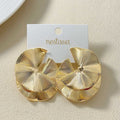 Layered Lily Pads Statement Earrings Gold Nestasia