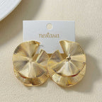 Layered Lily Pads Statement Earrings Gold Nestasia