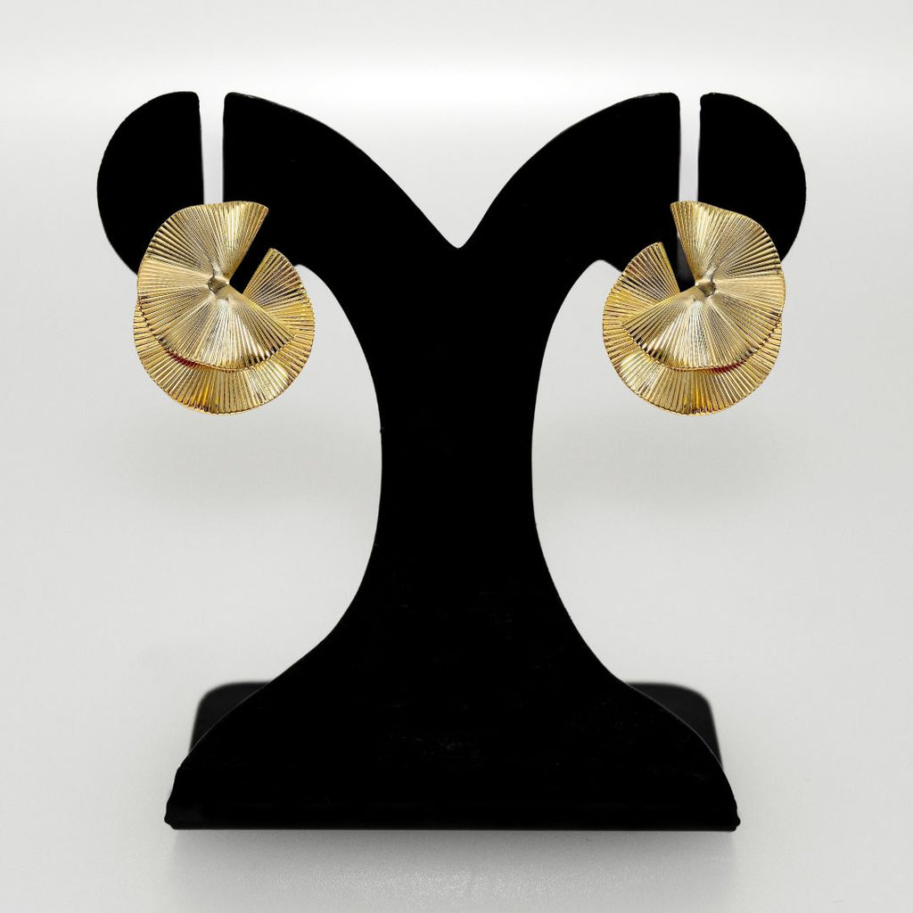 Layered Lily Pads Statement Earrings Gold Nestasia