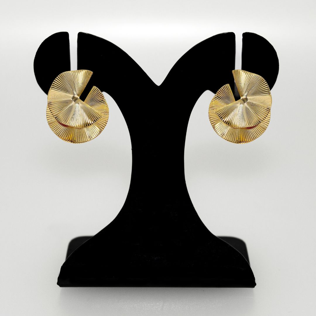 Layered Lily Pads Statement Earrings Gold Nestasia