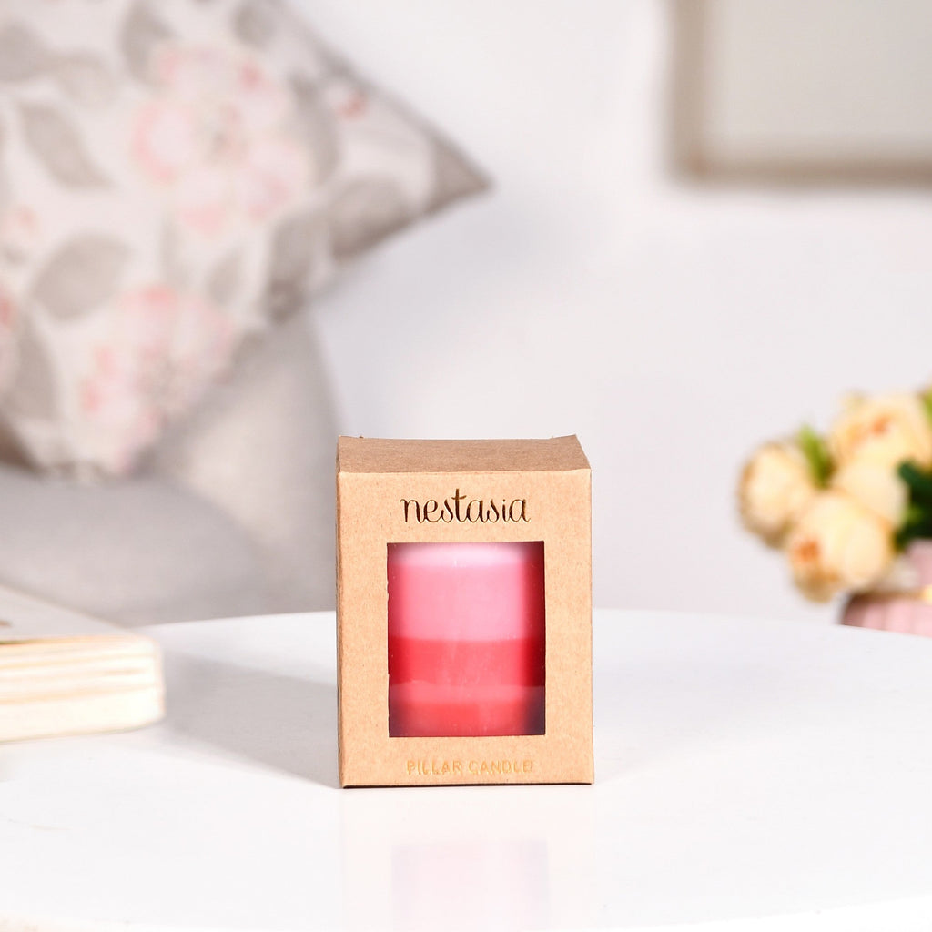 Layered Pillar Candle Red And Pink Nestasia