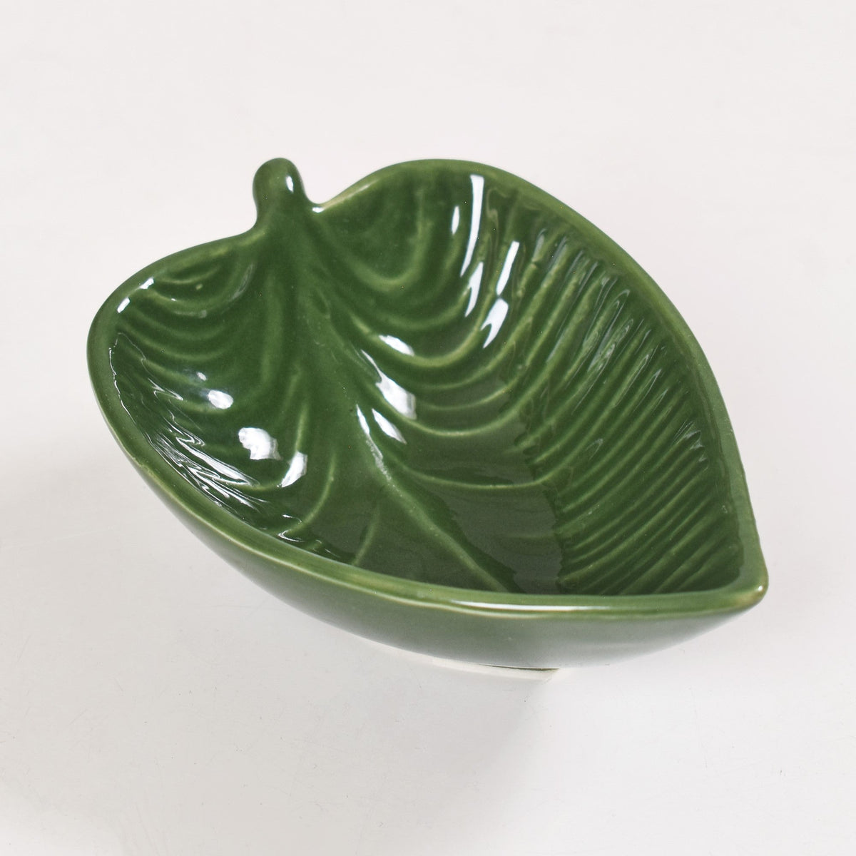Green Leaf Ceramic Platter Set Of 3 50ml Nestasia