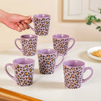 Leopard Print Mug Lilac Set Of 6 220ml Nestasia