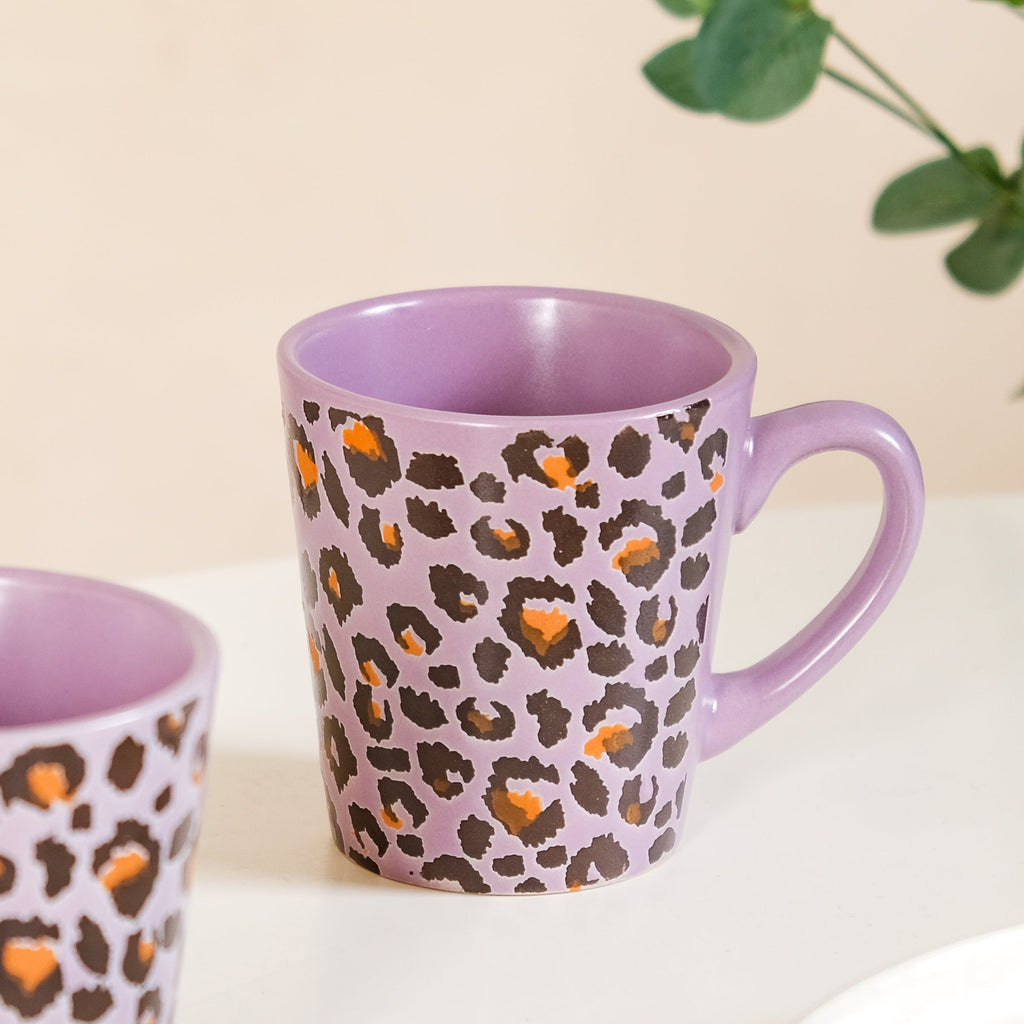 Leopard Print Mug Lilac Set Of 6 220ml Nestasia