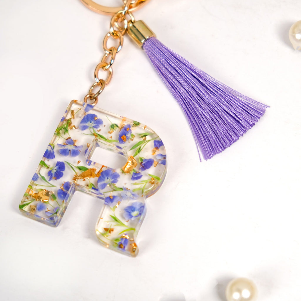Lush Lilac Floral Accents R Keychain Nestasia