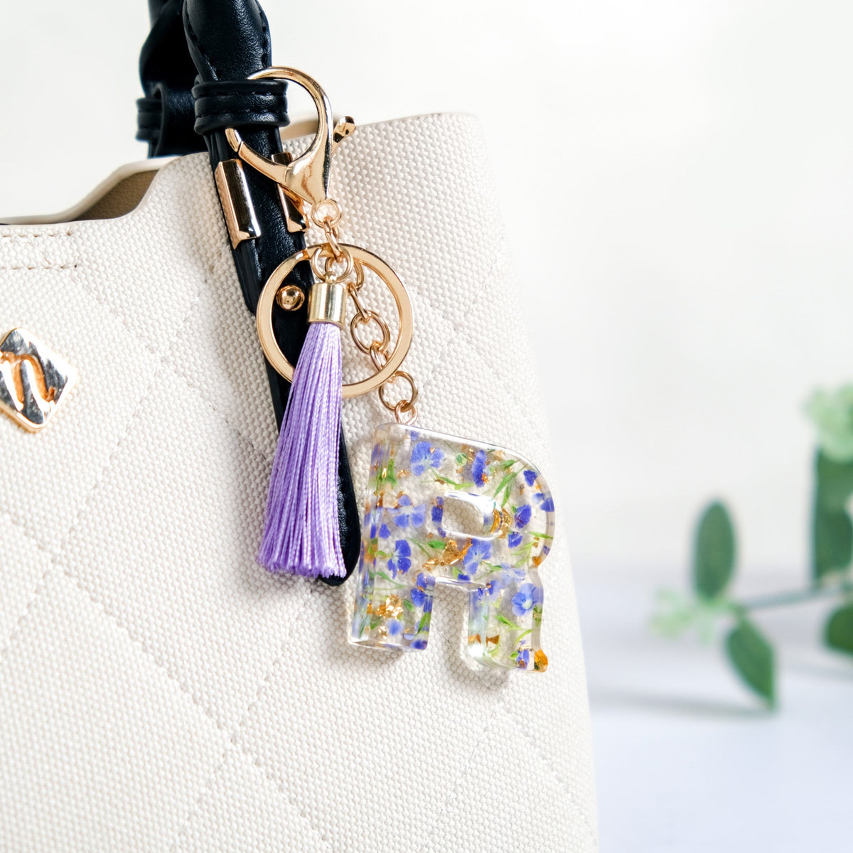 Lush Lilac Floral Accents R Keychain Nestasia