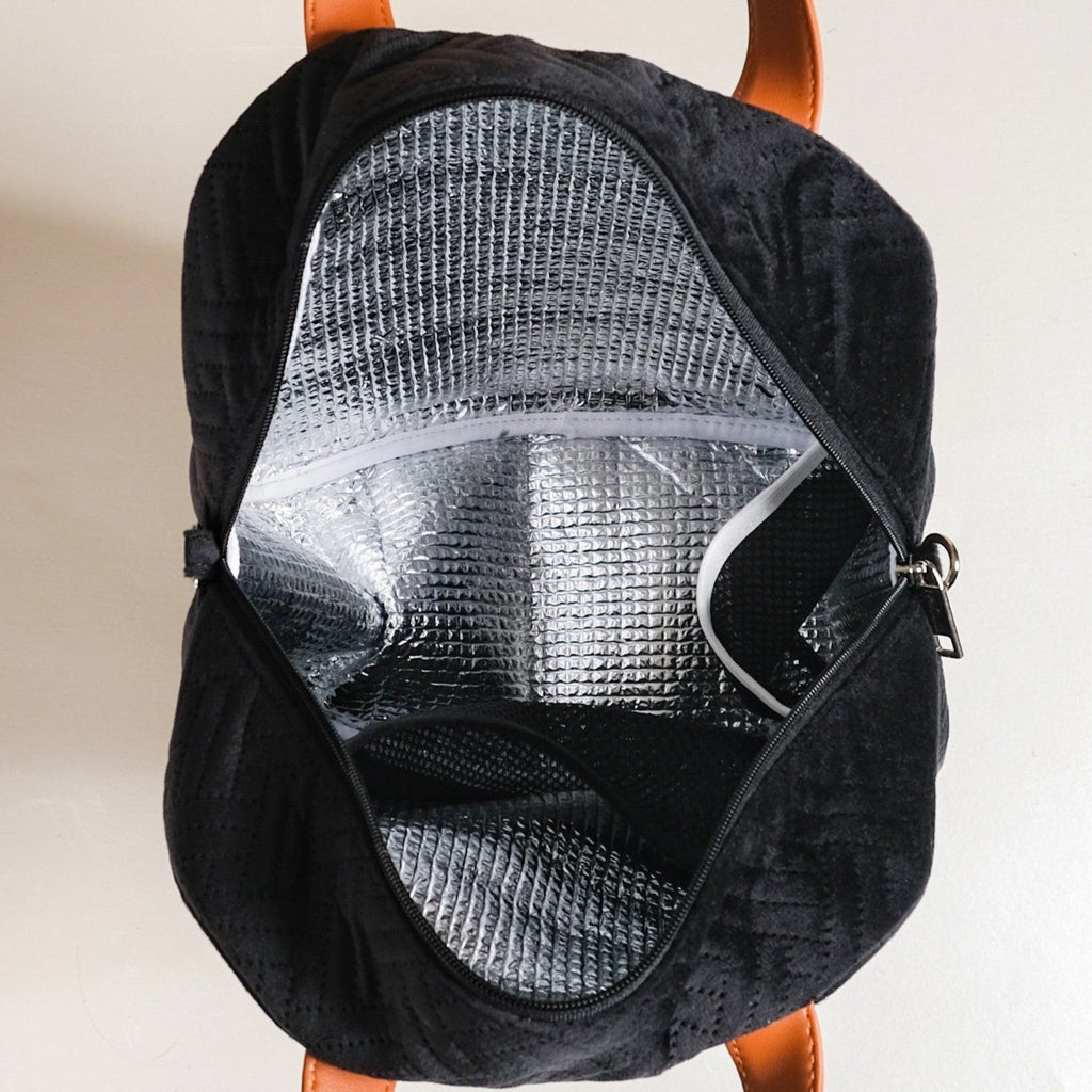 Sling Velvet Thermal Insulated Lunch Bag Black Nestasia