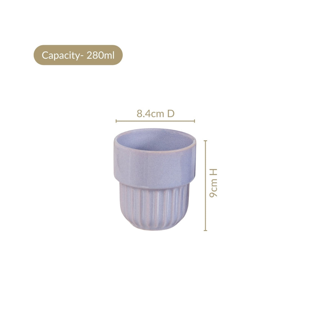 Snugsy Lilac Stackable Ceramic Cup Set Of 4 280ml Nestasia