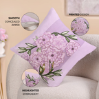 Lilac Meadow Embroidered Cushion Cover 40x40cm Nestasia