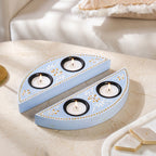 Linea Wooden Tealight Holder Blue Set Of 2 Nestasia