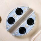 Linea Wooden Tealight Holder Blue Set Of 2 Nestasia