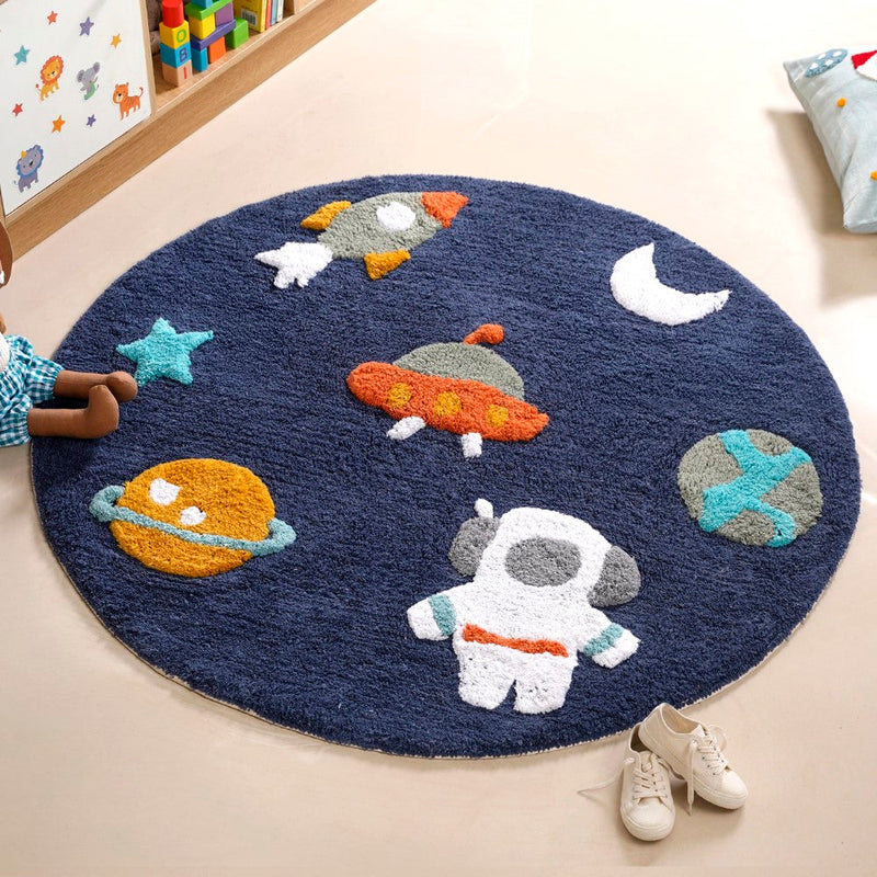 Little Astronaut Tufted Kids Space Rug 100cm Nestasia