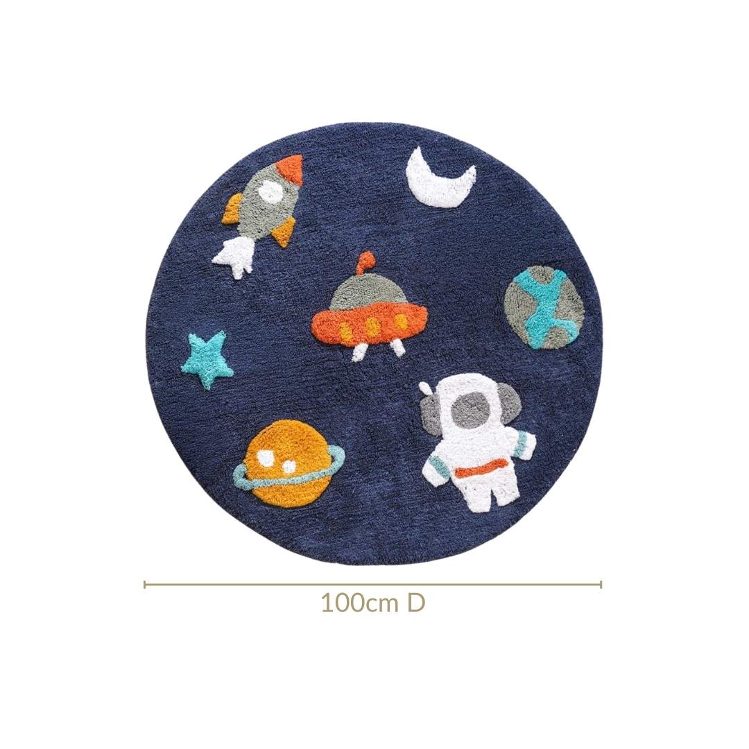 Little Astronaut Tufted Kids Space Rug 100cm Nestasia