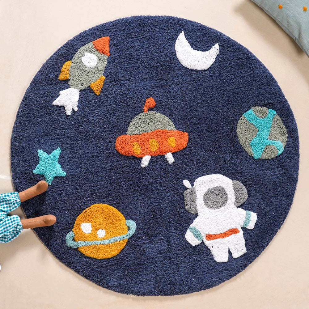Little Astronaut Tufted Kids Space Rug 100cm Nestasia