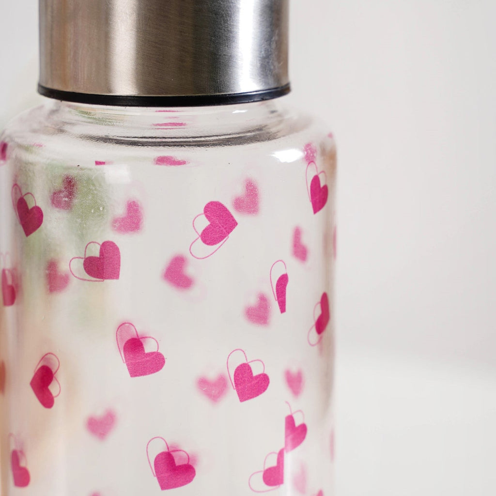 Little Hearts Glass Water Bottle 500ml Nestasia
