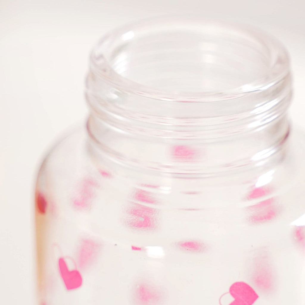Little Hearts Glass Water Bottle 500ml Nestasia