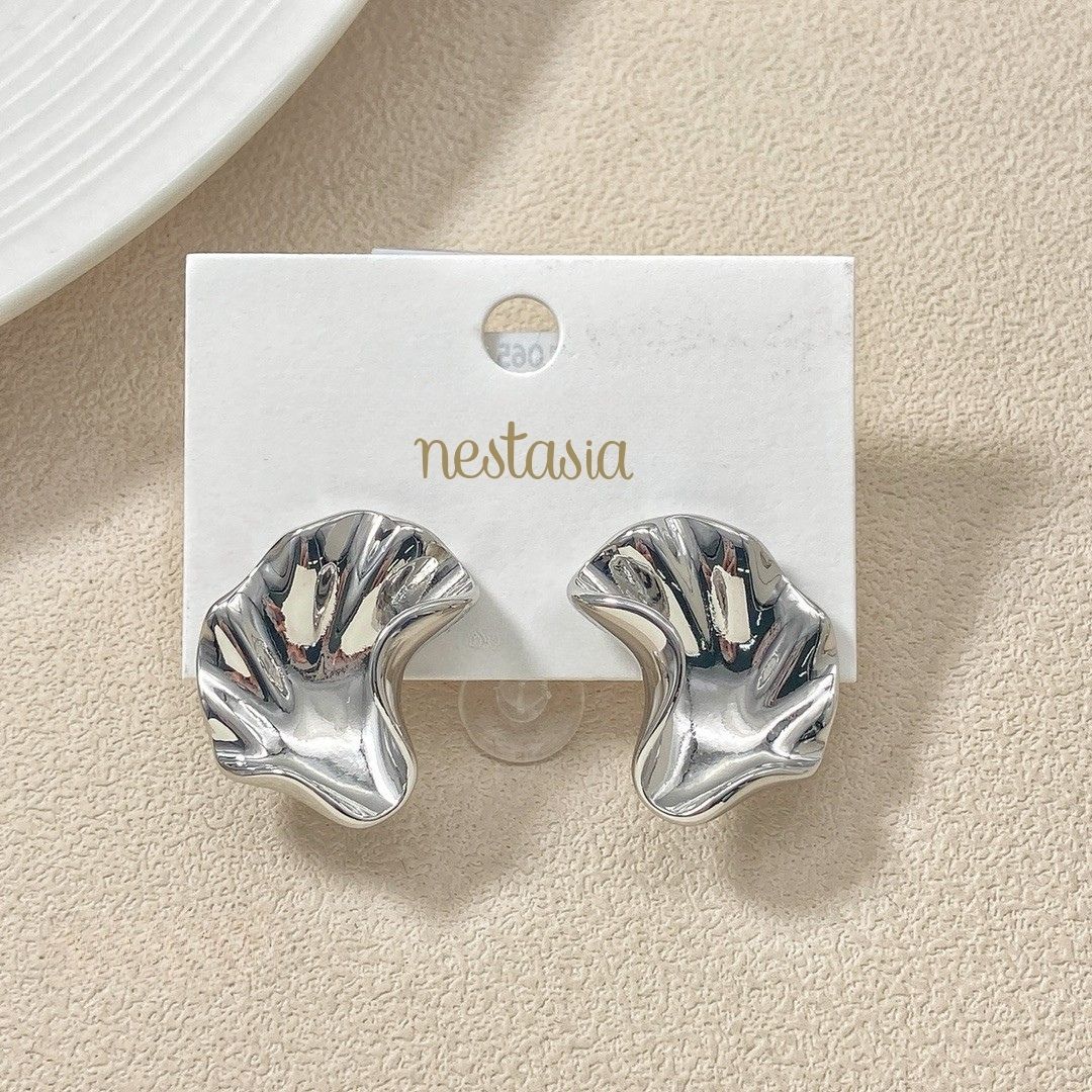 Little Miss Ginkgo Earrings Silver Nestasia