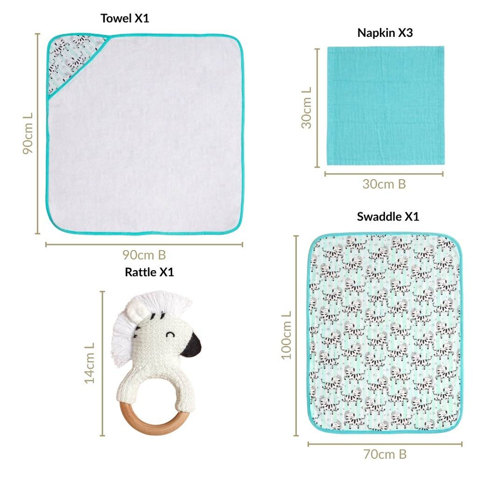 Zebra Baby Hamper With Swaddle Towel Napkin Rattle Set Of 6 Nestasia