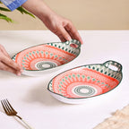 Orange And Green Mandala Snack Platter Set Of 2 Nestasia